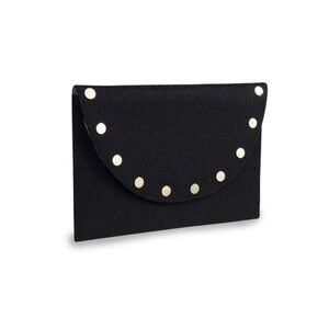 Marbella by Martha Mora Black Jute Clutch with Gold studded Accents